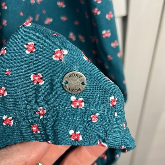 Roxy Girl Floral Roll Tab Sleeve Button Down Dress Size 16 XXL - Picture 12 of 12